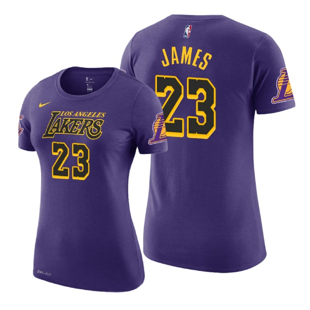 Women's Los Angeles Lakers LeBron James #23 NBA 2018-19 Female City Edition Purple Basketball T-Shirt KNC2283FN